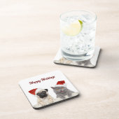 Hond en kat vrolijk kerstvakantie bier onderzetter (Rechterzijde)