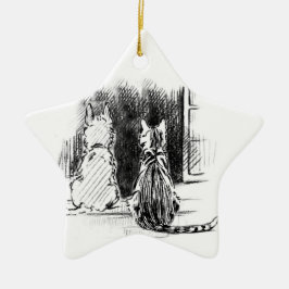 Hond- en kattenblik in het raam, Pet Sympathie Keramisch Ornament