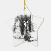 Hond- en kattenblik in het raam, Pet Sympathie Keramisch Ornament (Links)