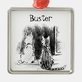 Hond- en kattenblik in het raam, Pet Sympathie Metalen Ornament