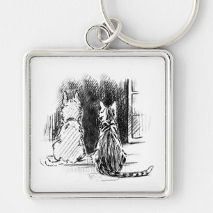 Hond- en kattenblik in het raam, Pet Sympathie Sleutelhanger