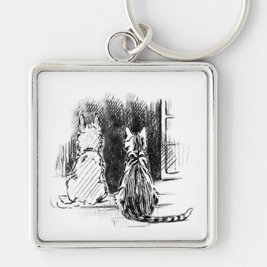 Hond- en kattenblik in het raam, Pet Sympathie Sleutelhanger (Voorkant)