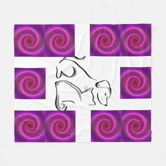 Hond- en kattenliefdesdededededededeken. fleece deken (Voorkant (Horizontaal))