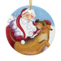 Hond en Kerstman/Ornament