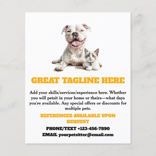 Hond en kitten Pet Sitting Service Flyer (Voorkant)