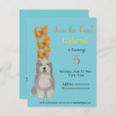 Hond en Kittens, uitnodiging voor een verjaardagsf (Voorkant / Achterkant)