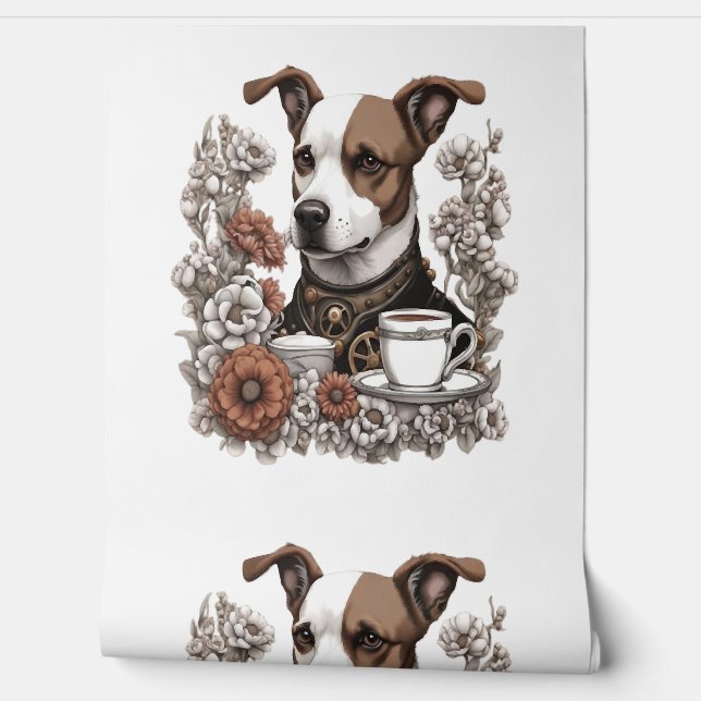 Hond en koffie behang (Afrollen)
