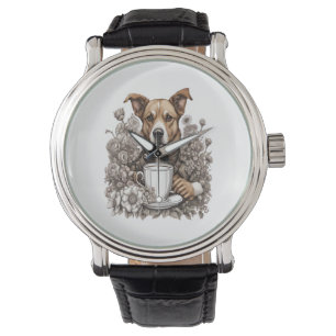 Hond en koffiekopje horloge