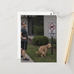 Hond en Mens negeren Waarschuwingsbord Briefkaart