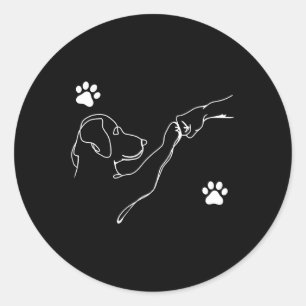 Hond en mensen slaan hand hond vriendschap vuist b ronde sticker