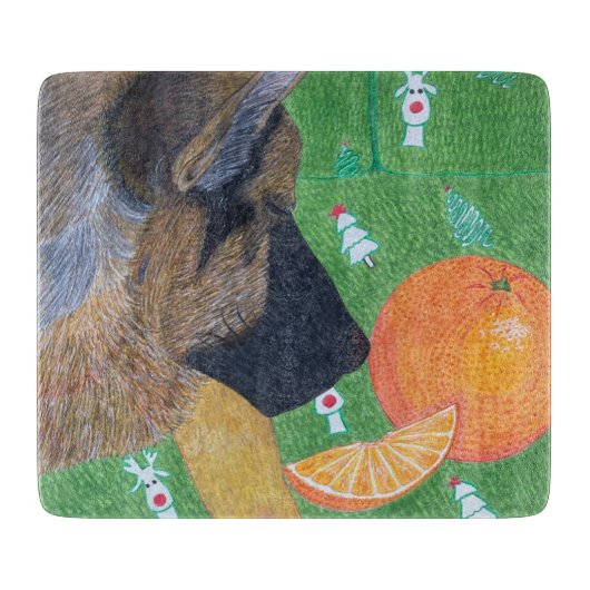 Hond en oranje snijplank (Voorkant)