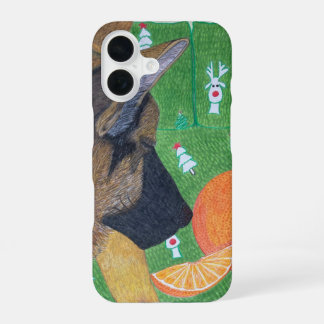 Hond en oranje telefoonhoesje iPhone 16 hoesje