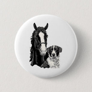 Hond en Paardenliefhebber Paardrijden Ruitersport Ronde Button 5,7 Cm