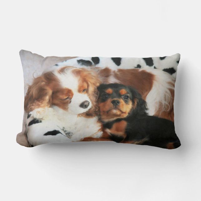 Hond En Puppy Cavalier King Charles Spaniel Kussen (Voorkant)