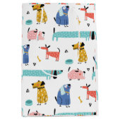 Hond en Regenboog Kleurrijk Patroon Medium Cadeauzakje (Voorkant)