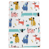 Hond en Regenboog Kleurrijk Patroon Medium Cadeauzakje (Achterkant)