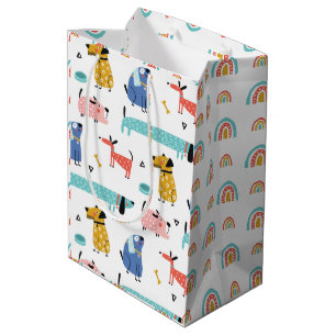 Hond en Regenboog Kleurrijk Patroon Medium Cadeauzakje