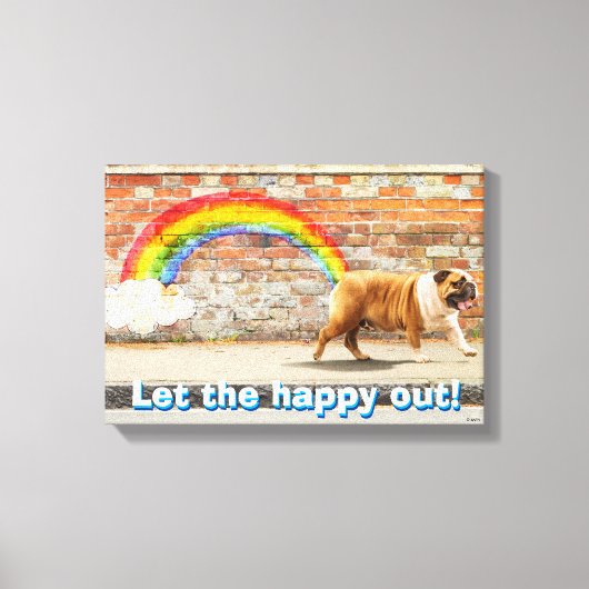 Hond- en regenbooggraffiti canvas afdruk (Voorkant)