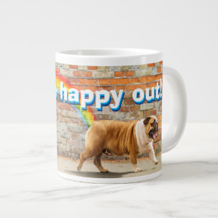 Hond- en regenbooggraffiti grote koffiekop