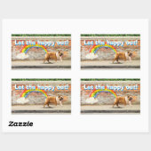 Hond- en regenbooggraffiti rechthoekige sticker (Vel)