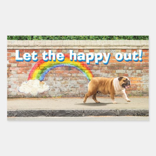 Hond- en regenbooggraffiti rechthoekige sticker (Voorkant)