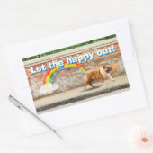 Hond- en regenbooggraffiti rechthoekige sticker (Envelop)
