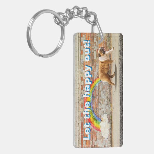 Hond- en regenbooggraffiti sleutelhanger (Voorkant Links)