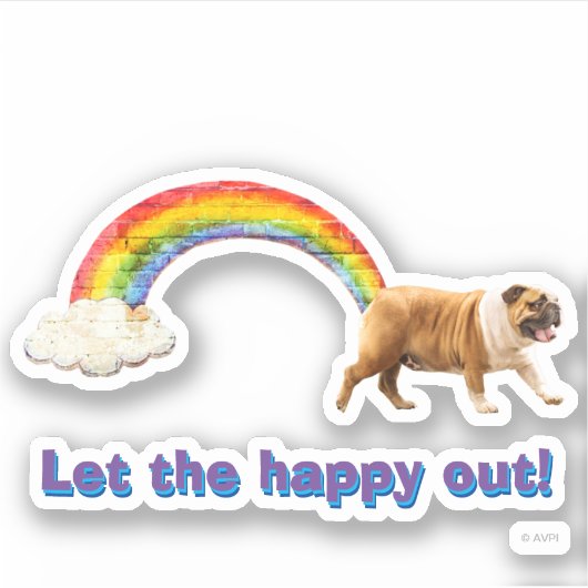 Hond- en regenbooggraffiti sticker (Voorkant)