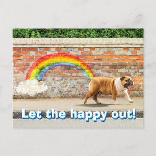 Hond- en regenbooggraffiti uitnodiging briefkaart