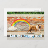 Hond- en regenbooggraffiti uitnodiging briefkaart (Voorkant / Achterkant)