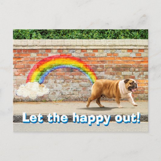 Hond- en regenbooggraffiti uitnodiging briefkaart (Voorkant)