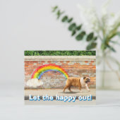 Hond- en regenbooggraffiti uitnodiging briefkaart (Staand voorkant)