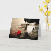 Hond en rode roos kaart (Gele Bloem)