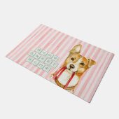 Hond en roze strepen deurmat (Schuin)