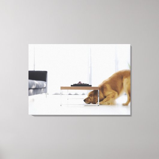 Hond en tafel canvas afdruk (Voorkant)