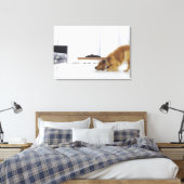 Hond en tafel canvas afdruk (Insitu (Slaapkamer))