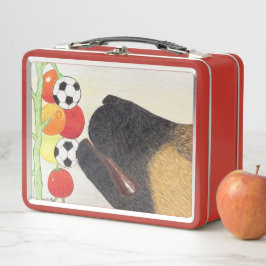 Hond en tomaten metalen lunchbox