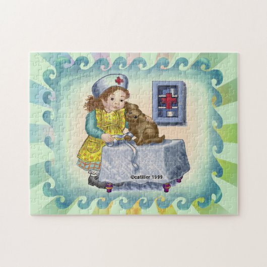 Hond en verpleegkundige legpuzzel (Horizontaal)