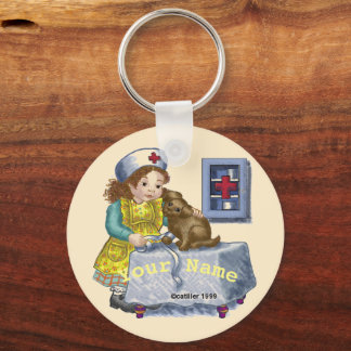Hond en verpleegkundige sleutelhanger