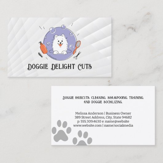 Hond en verzorgingsgereedschap logo visitekaartje (Voorkant / Achterkant)