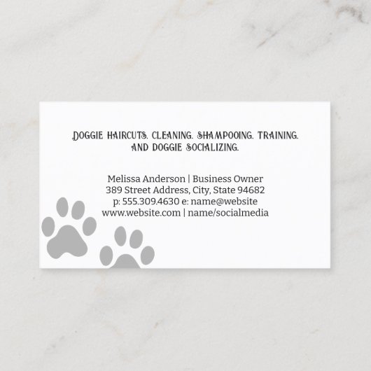 Hond en verzorgingsgereedschap logo visitekaartje (Achterkant)