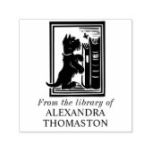 Hond en vlinder bibliotheek boek naam  zelfinktende stempel (Design)