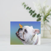 Hond en vlinder briefkaart (Staand voorkant)