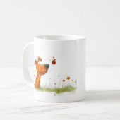 Hond en Vlinder Cartoon Koffiemok (Voorkant links)