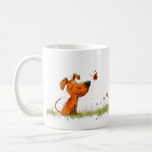 Hond en Vlinder Cartoon Koffiemok