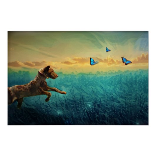 hond en vlinder perfect poster (Voorkant)