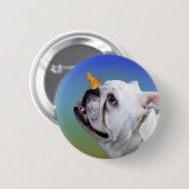 Hond en vlinder ronde button 5,7 cm (Voorkant /achterkant)