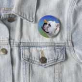 Hond en vlinder ronde button 5,7 cm (In situ)