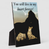 Hond en vrouw in zonsondergang fotoplaat (Zijkant)