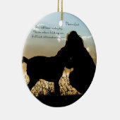 Hond en vrouw op zonsondergang keramisch ornament (Rechts)